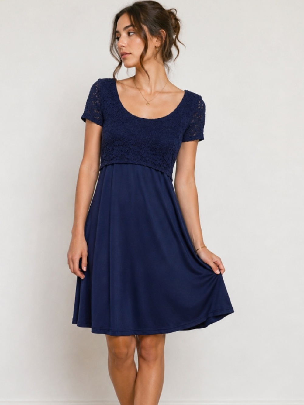 Vintage Navy Empire Lace Dress